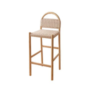 LIVARA 85/105cm Dining Chair Ergonomic Support Solid Wood Frame Handwoven Kraft Rope Seat Breathable Cross-Weave Design - Wood