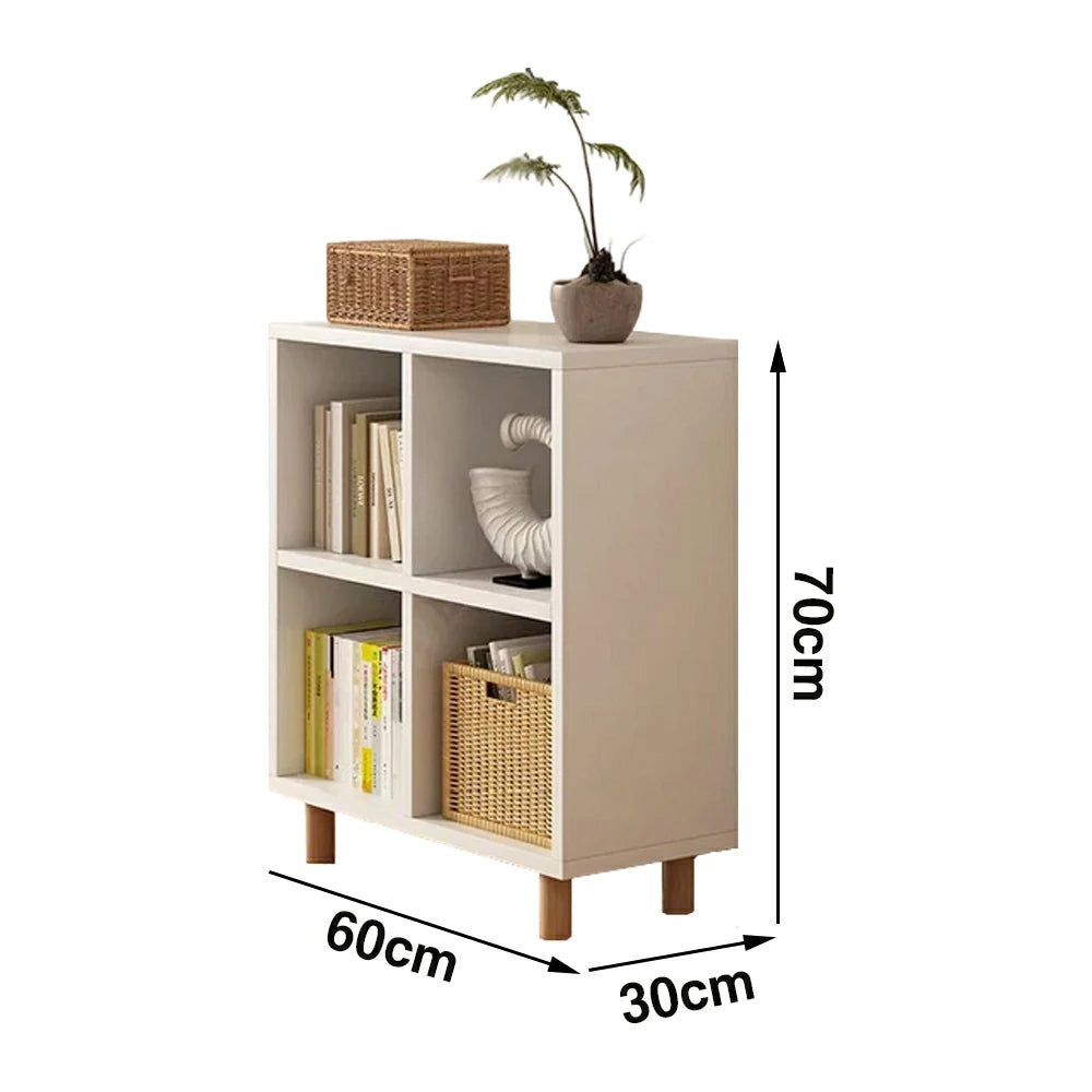 LIVARA Solid Wood Storage Cabinet with Legs - 4/6-Cube Organiser, Sturdy Open Shelving for Living Room & Bedroom - Warm White