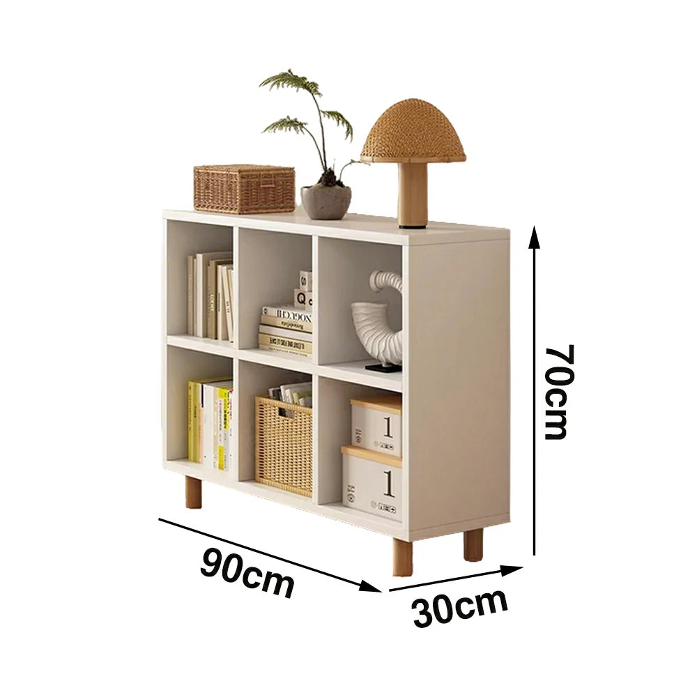 LIVARA Solid Wood Storage Cabinet with Legs - 4/6-Cube Organiser, Sturdy Open Shelving for Living Room & Bedroom - Warm White