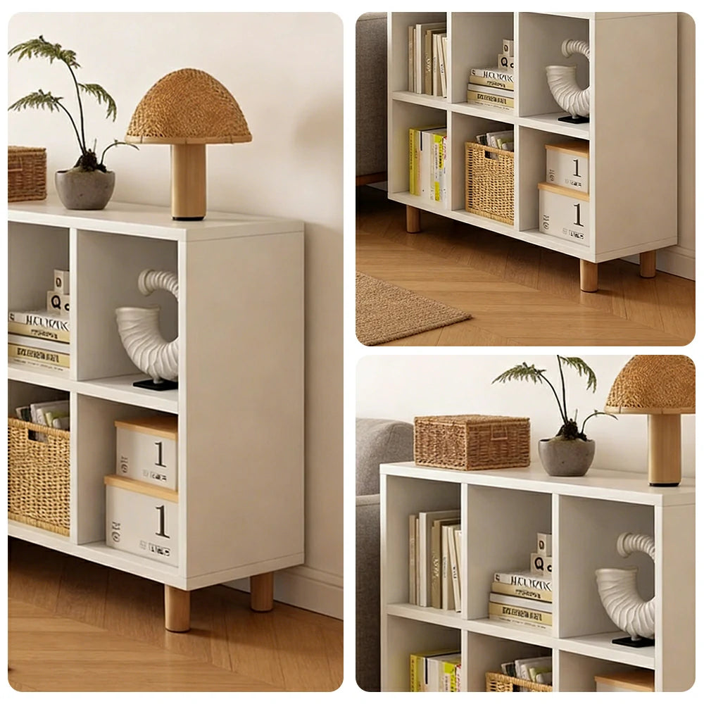 LIVARA Solid Wood Storage Cabinet with Legs - 4/6-Cube Organiser, Sturdy Open Shelving for Living Room & Bedroom - Warm White