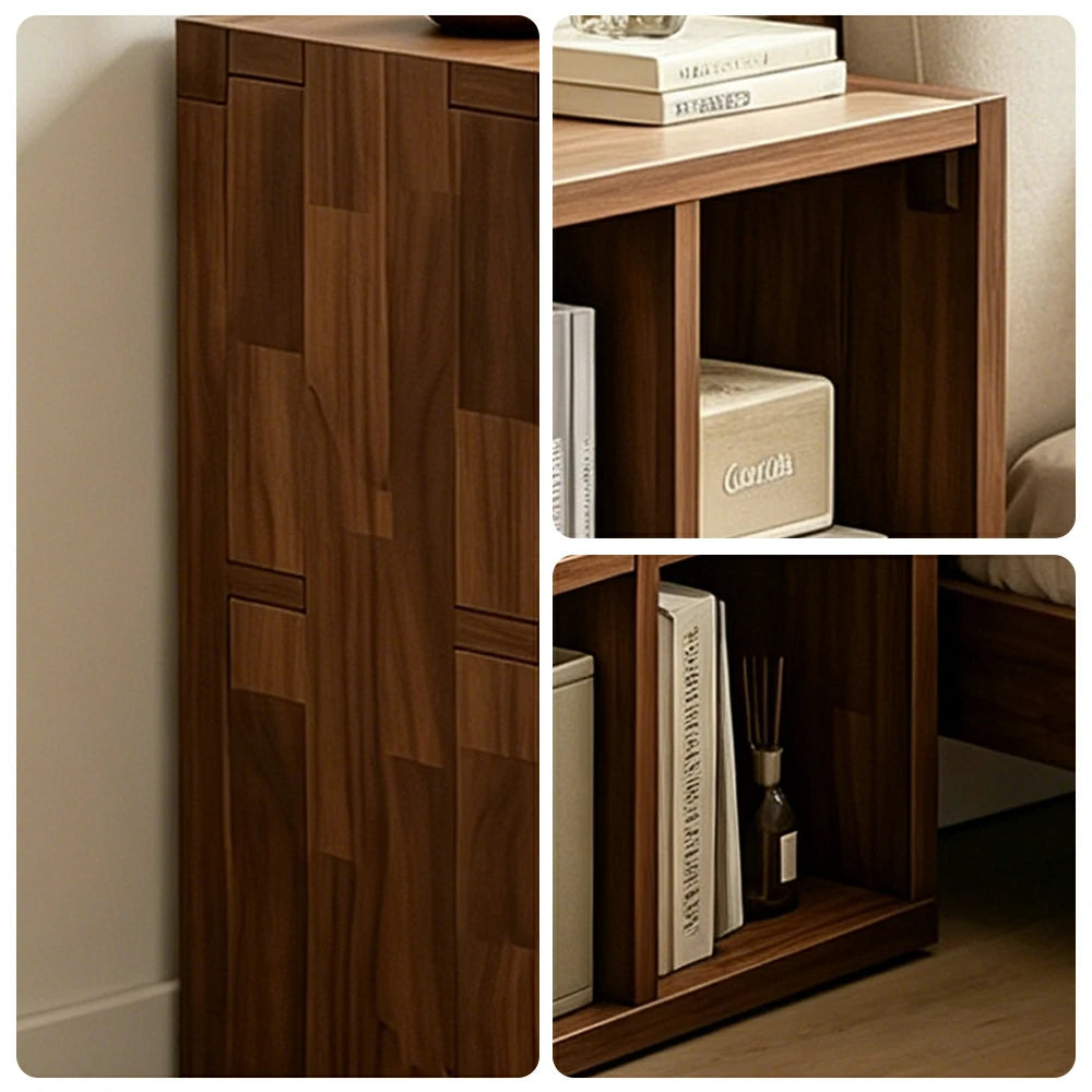 LIVARA Solid Wood Storage Cabinet with Legs - 4/6-Cube Organiser, Sturdy Open Shelving for Living Room & Bedroom - Walnut