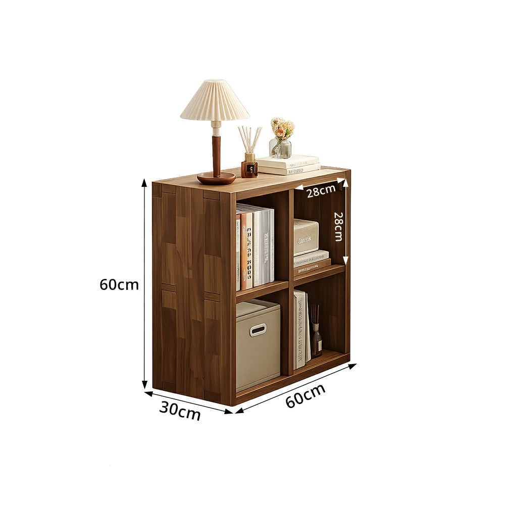 LIVARA Solid Wood Storage Cabinet with Legs - 4/6-Cube Organiser, Sturdy Open Shelving for Living Room & Bedroom - Walnut