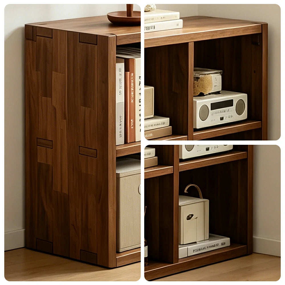 LIVARA Solid Wood Storage Cabinet with Legs - 4/6-Cube Organiser, Sturdy Open Shelving for Living Room & Bedroom - Walnut
