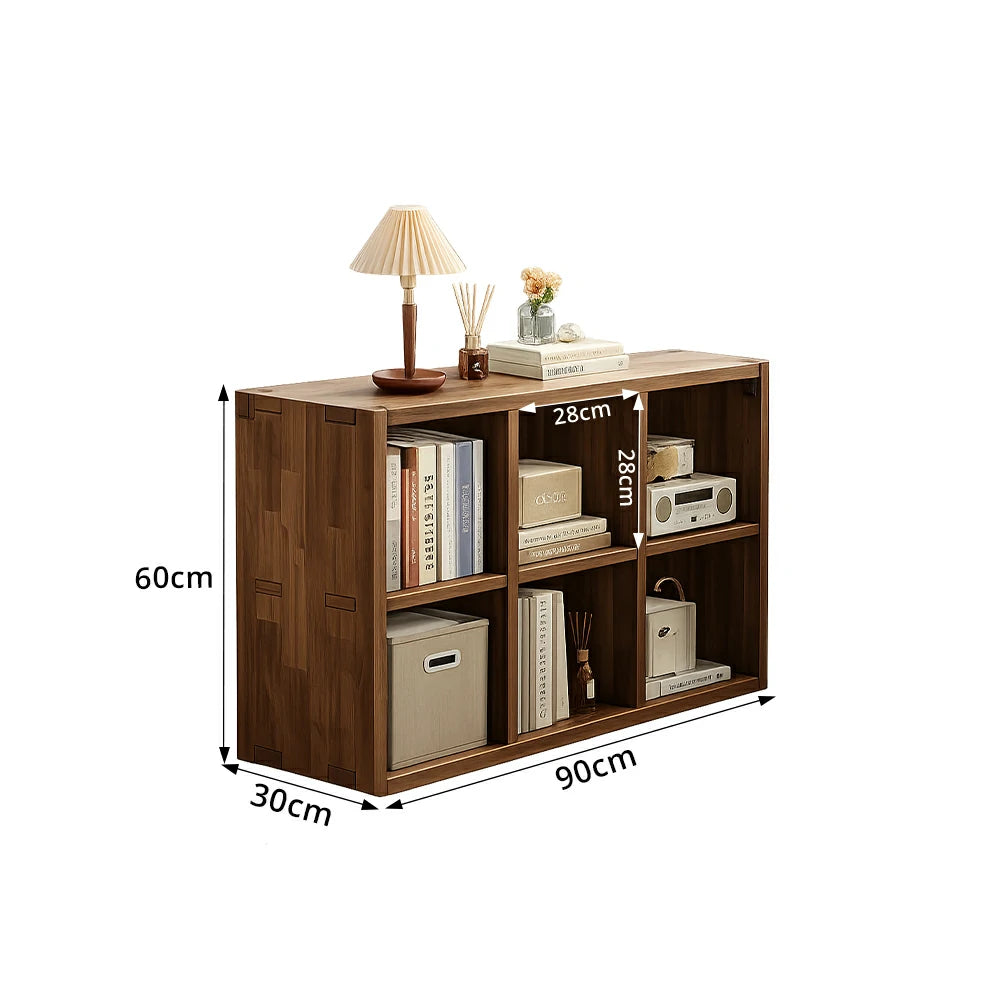 LIVARA Solid Wood Storage Cabinet with Legs - 4/6-Cube Organiser, Sturdy Open Shelving for Living Room & Bedroom - Walnut
