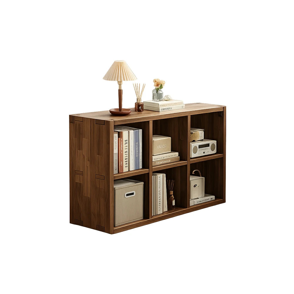 LIVARA Solid Wood Storage Cabinet with Legs - 4/6-Cube Organiser, Sturdy Open Shelving for Living Room & Bedroom - Walnut