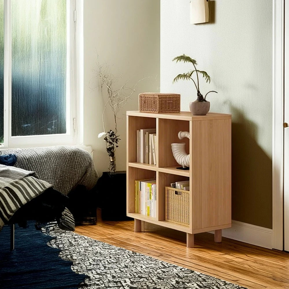 LIVARA Solid Wood Storage Cabinet with Legs - 4/6-Cube Organiser, Sturdy Open Shelving for Living Room & Bedroom - Beech