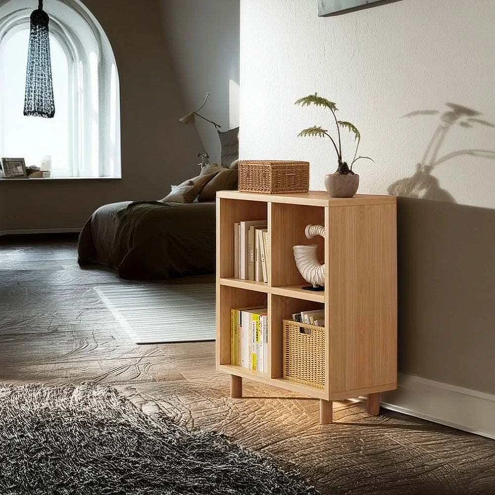 LIVARA Solid Wood Storage Cabinet with Legs - 4/6-Cube Organiser, Sturdy Open Shelving for Living Room & Bedroom - Beech