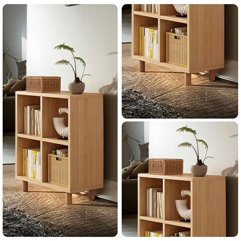 LIVARA Solid Wood Storage Cabinet with Legs - 4/6-Cube Organiser, Sturdy Open Shelving for Living Room & Bedroom - Beech