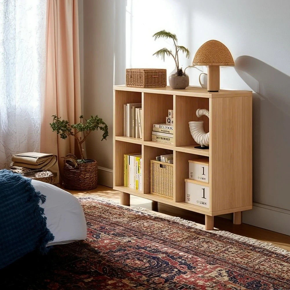 LIVARA Solid Wood Storage Cabinet with Legs - 4/6-Cube Organiser, Sturdy Open Shelving for Living Room & Bedroom - Beech