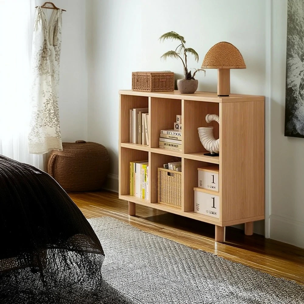 LIVARA Solid Wood Storage Cabinet with Legs - 4/6-Cube Organiser, Sturdy Open Shelving for Living Room & Bedroom - Beech