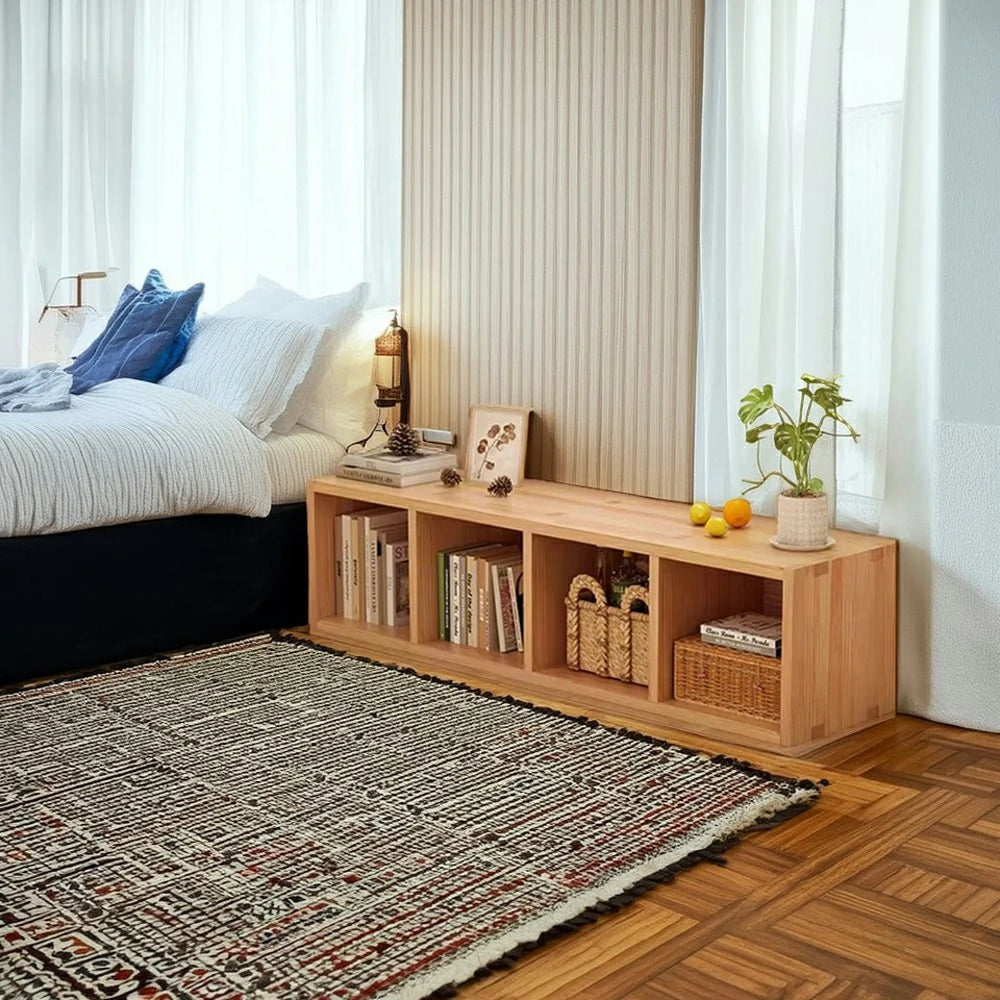 LIVARA Solid Wood Storage Cabinet - 3/4-Cube Open Shelf Organiser, Space-Saving Design for Living Room & Bedroom - Natural Wood