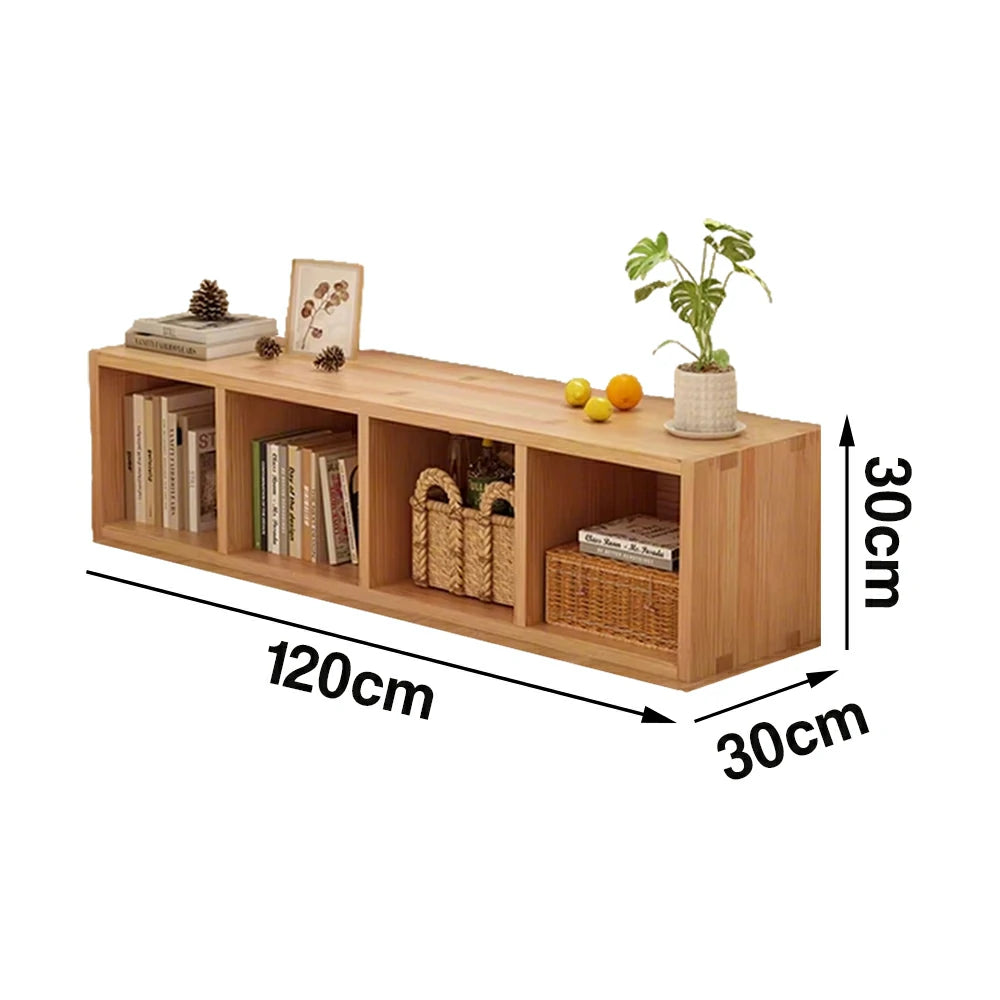 LIVARA Solid Wood Storage Cabinet - 3/4-Cube Open Shelf Organiser, Space-Saving Design for Living Room & Bedroom - Natural Wood