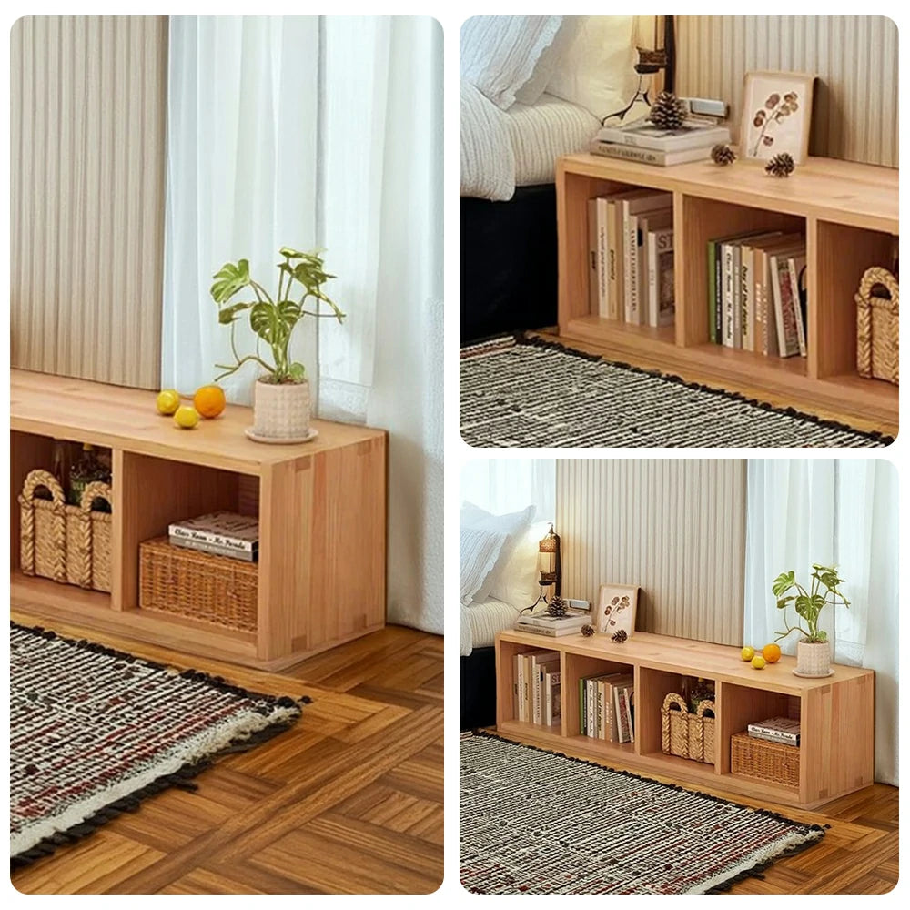 LIVARA Solid Wood Storage Cabinet - 3/4-Cube Open Shelf Organiser, Space-Saving Design for Living Room & Bedroom - Natural Wood