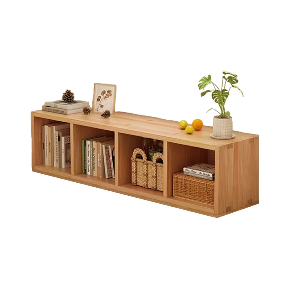 LIVARA Solid Wood Storage Cabinet - 3/4-Cube Open Shelf Organiser, Space-Saving Design for Living Room & Bedroom - Natural Wood