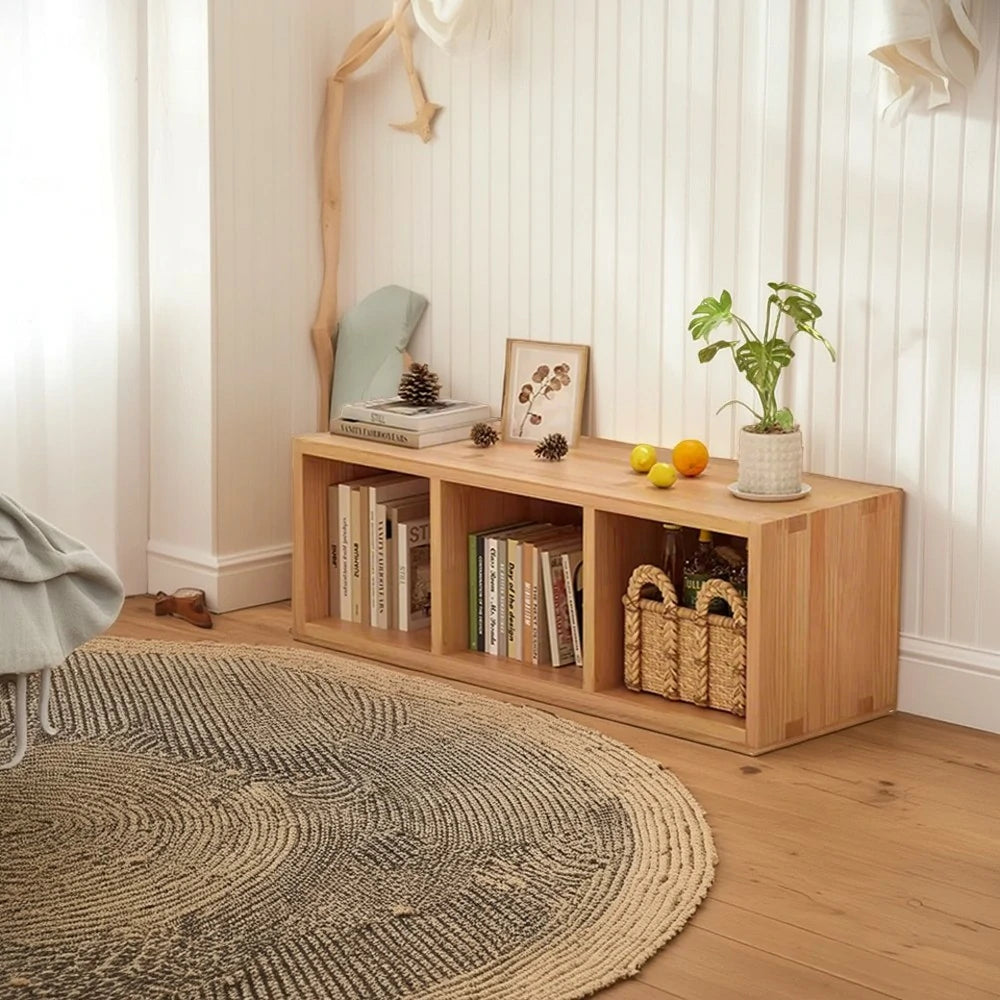 LIVARA Solid Wood Storage Cabinet - 3/4-Cube Open Shelf Organiser, Space-Saving Design for Living Room & Bedroom - Natural Wood