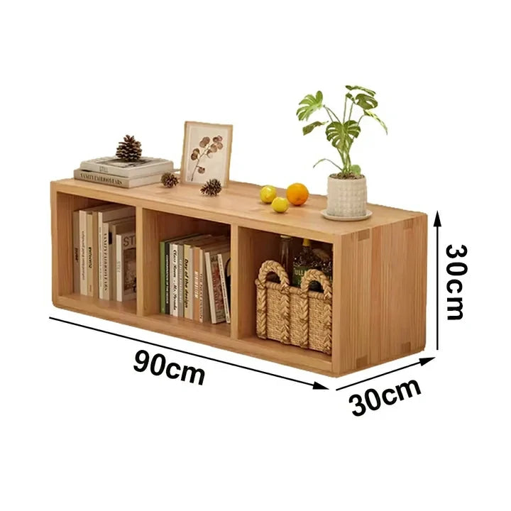 LIVARA Solid Wood Storage Cabinet - 3/4-Cube Open Shelf Organiser, Space-Saving Design for Living Room & Bedroom - Natural Wood