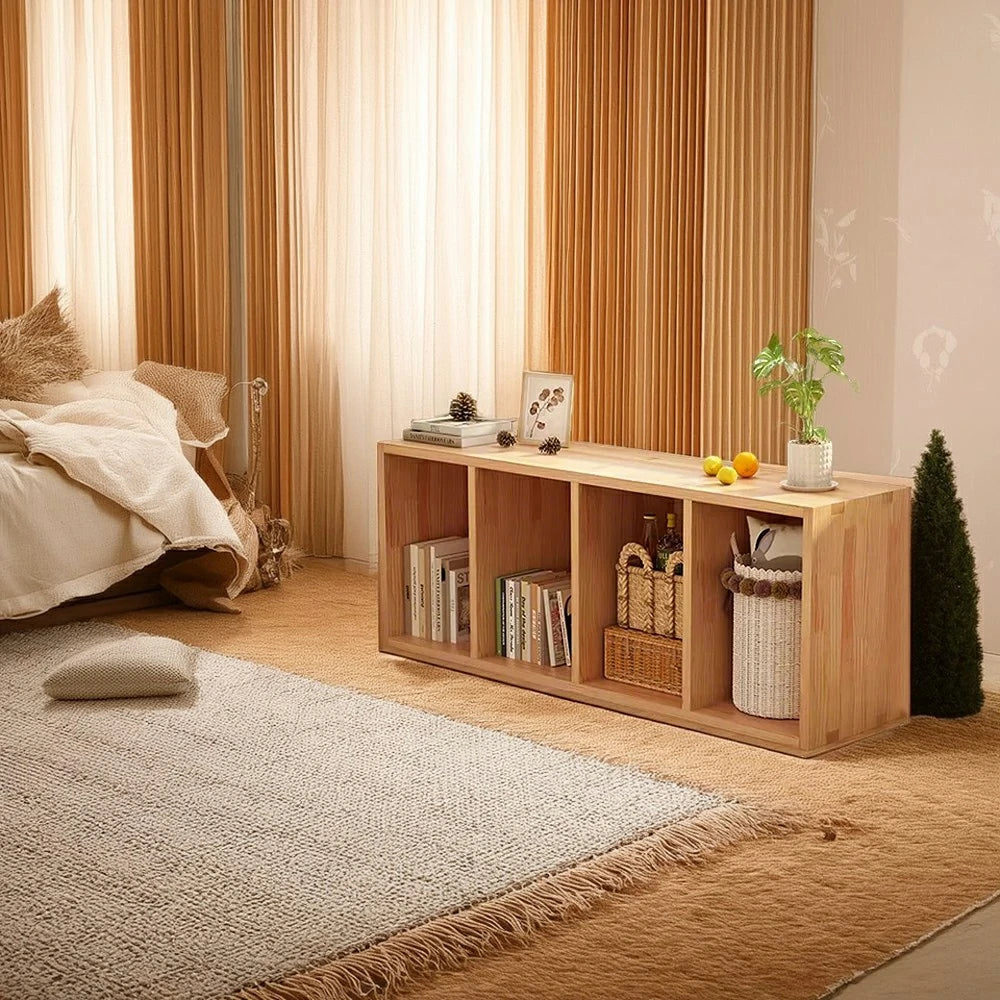 LIVARA Solid Wood Storage Cabinet - Open Shelf Organiser, Space-Saving Design for Living Room & Bedroom - Wood