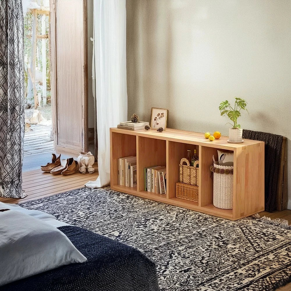 LIVARA Solid Wood Storage Cabinet - Open Shelf Organiser, Space-Saving Design for Living Room & Bedroom - Wood