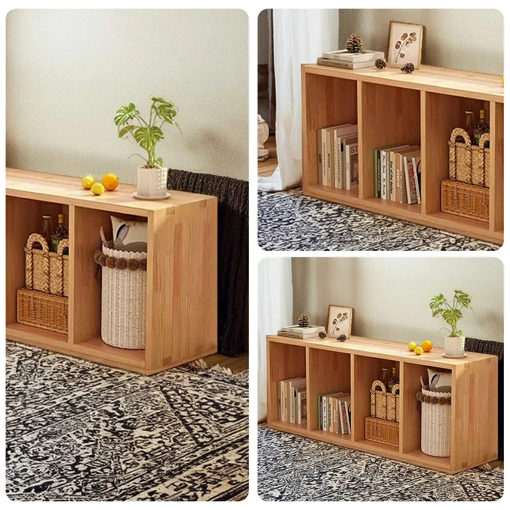 LIVARA Solid Wood Storage Cabinet - Open Shelf Organiser, Space-Saving Design for Living Room & Bedroom - Wood