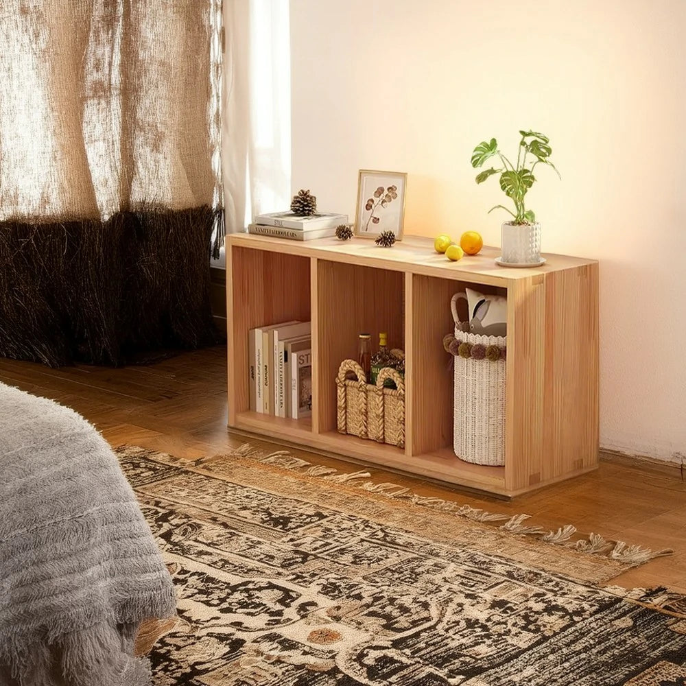 LIVARA Solid Wood Storage Cabinet - Open Shelf Organiser, Space-Saving Design for Living Room & Bedroom - Wood