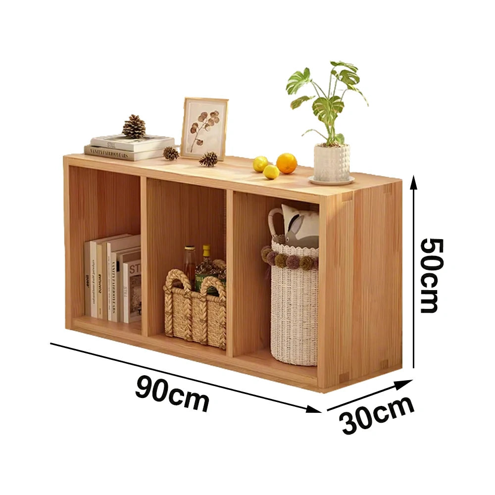 LIVARA Solid Wood Storage Cabinet - Open Shelf Organiser, Space-Saving Design for Living Room & Bedroom - Wood