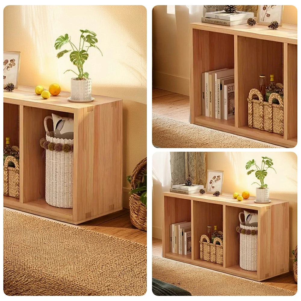 LIVARA Solid Wood Storage Cabinet - Open Shelf Organiser, Space-Saving Design for Living Room & Bedroom - Wood