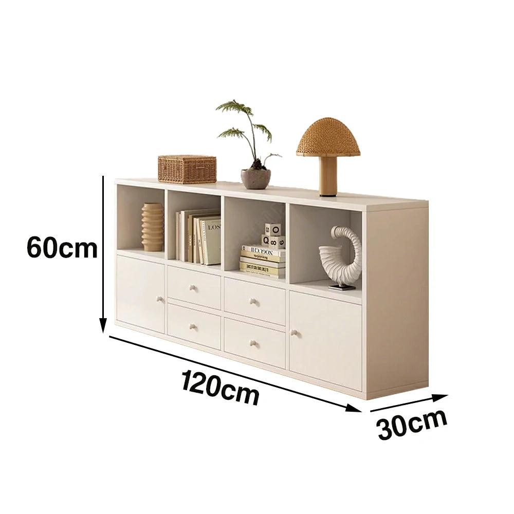 LIVARA Storage Cabinet with Doors & Drawers - 6/8-Cube Organiser, Large Capacity Shelving for Living Room & Bedroom - White
