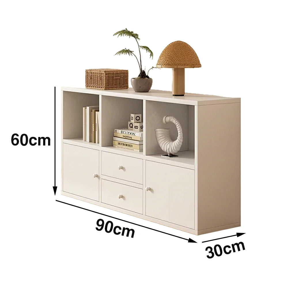 LIVARA Storage Cabinet with Doors & Drawers - 6/8-Cube Organiser, Large Capacity Shelving for Living Room & Bedroom - White