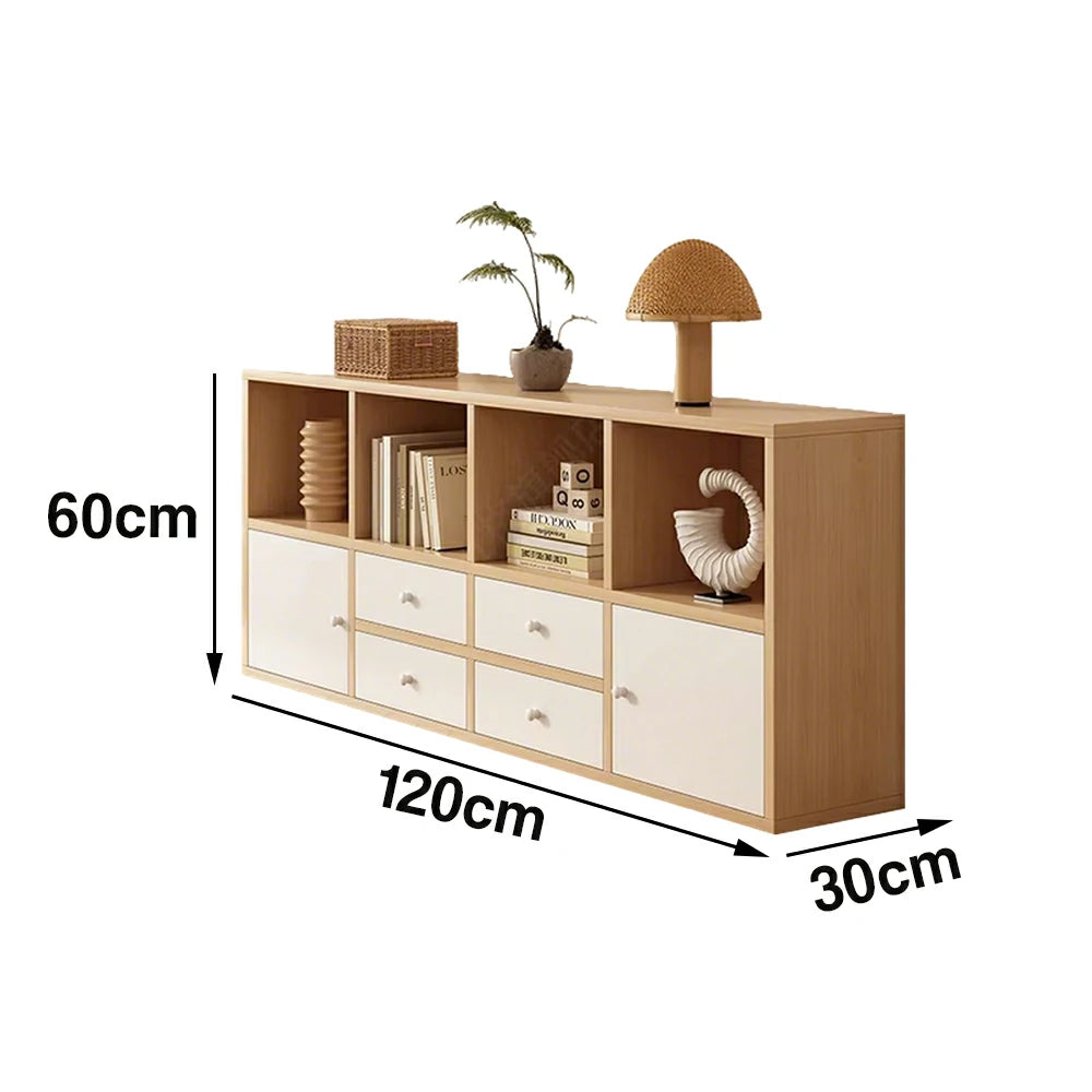 LIVARA Storage Cabinet with Doors & Drawers - 6/8-Cube Organiser, Large Capacity Shelving for Living Room & Bedroom - Beech