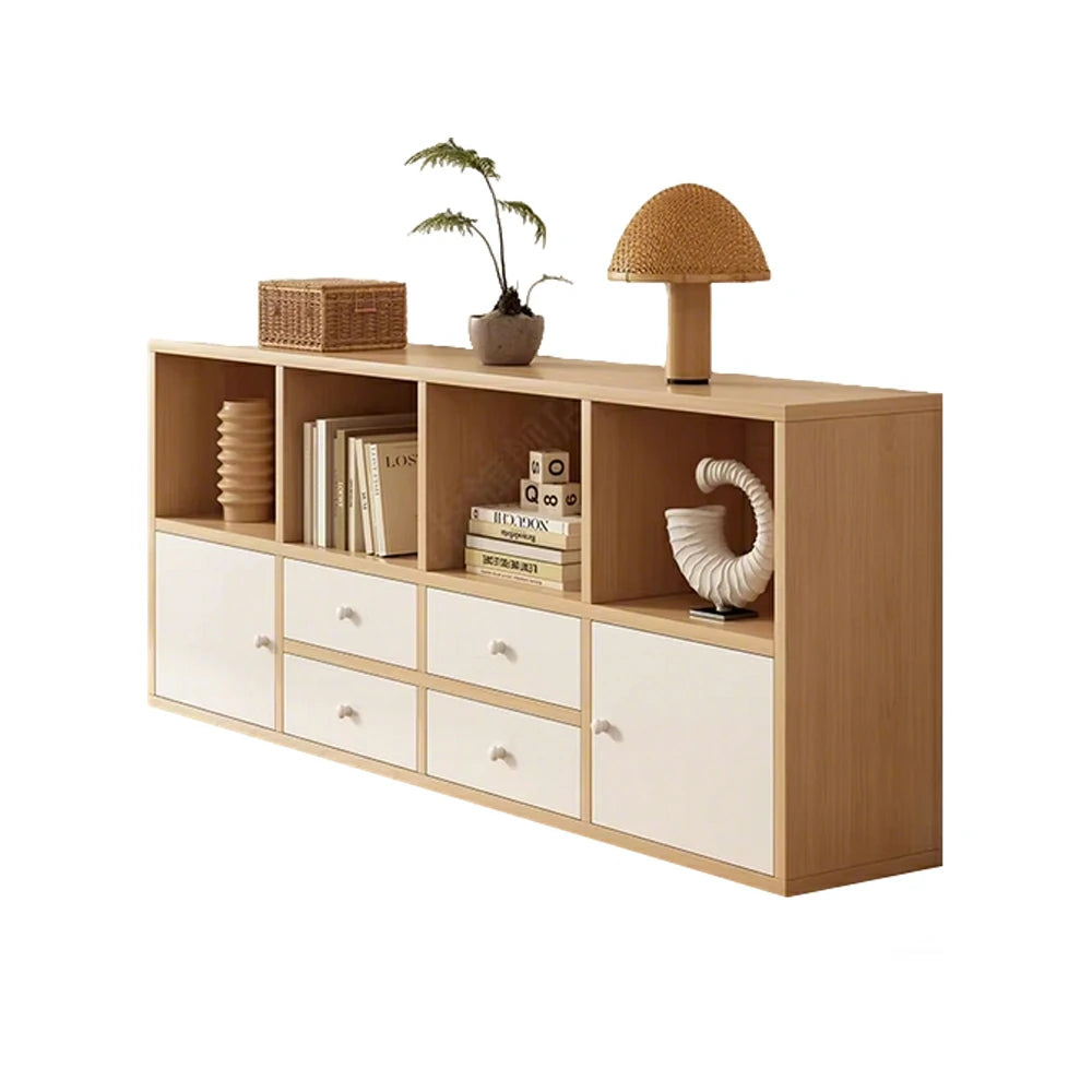 LIVARA Storage Cabinet with Doors & Drawers - 6/8-Cube Organiser, Large Capacity Shelving for Living Room & Bedroom - Beech