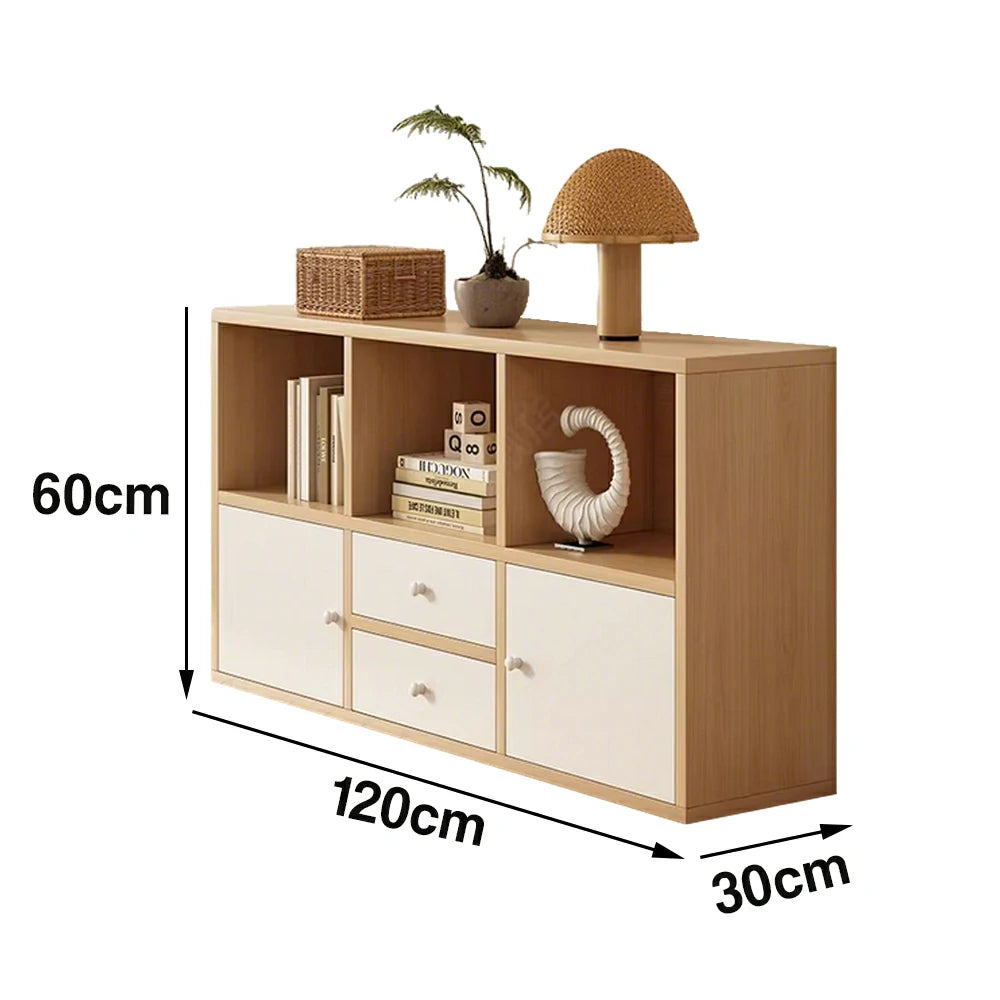 LIVARA Storage Cabinet with Doors & Drawers - 6/8-Cube Organiser, Large Capacity Shelving for Living Room & Bedroom - Beech