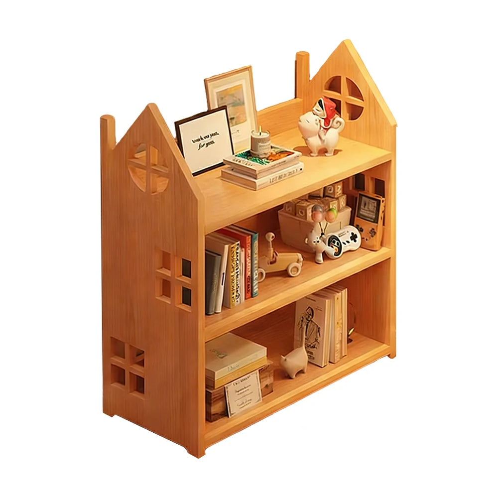 LIVARA Solid Wood Bookshelf - 3/4-Tier Deep Storage Shelf, House Design Organiser for Kids Room & Living Room - Natural Wood