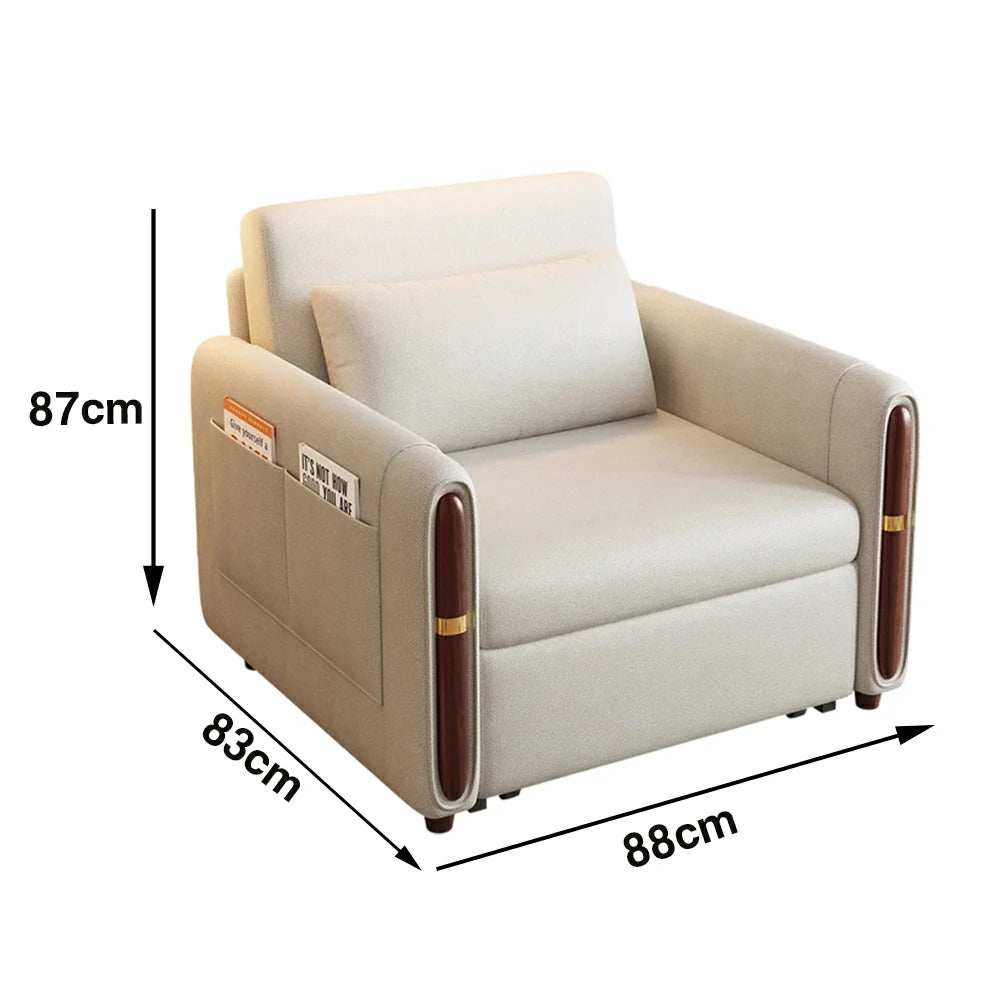 LIVARA 88/105cm Sofa Bed, Sit Lounge Sleep Design, Waterproof Fabric, Carbon Steel Frame, Space-Saving with Rollers - Grey