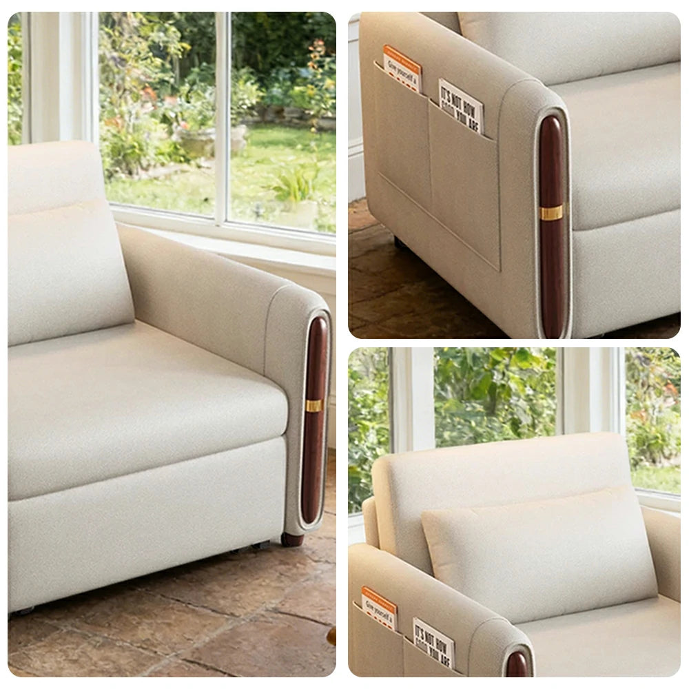 LIVARA 88/105cm Sofa Bed, Sit Lounge Sleep Design, Waterproof Fabric, Carbon Steel Frame, Space-Saving with Rollers - Grey