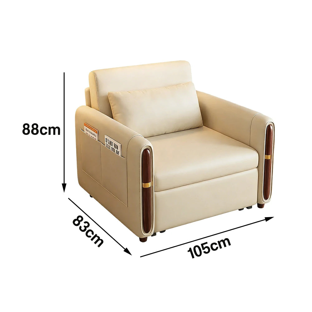 LIVARA 88/105cm Sofa Bed, Sit Lounge Sleep Design, Waterproof Fabric, Carbon Steel Frame, Space-Saving with Rollers - Grey
