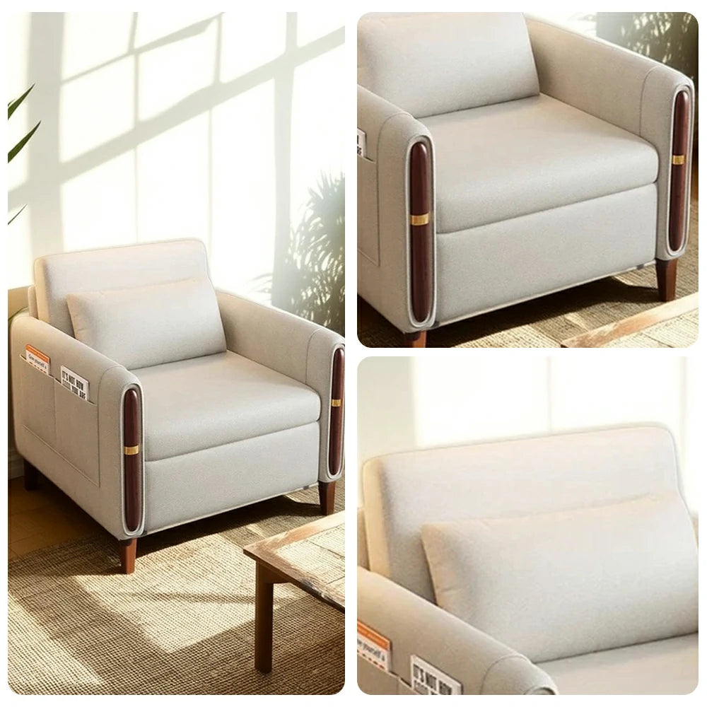 LIVARA 88/105cm Sofa Bed, Sit Lounge Sleep Design, Waterproof Fabric, Carbon Steel Frame, Space-Saving with Rollers - Beige