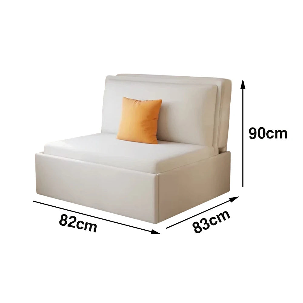 LIVARA 82/102cm Sofa Bed, Sofa to Bed Convertible Design, Soft Velvet Upholstery, Carbon Steel Frame, Removable Cover with Rollers - Beige