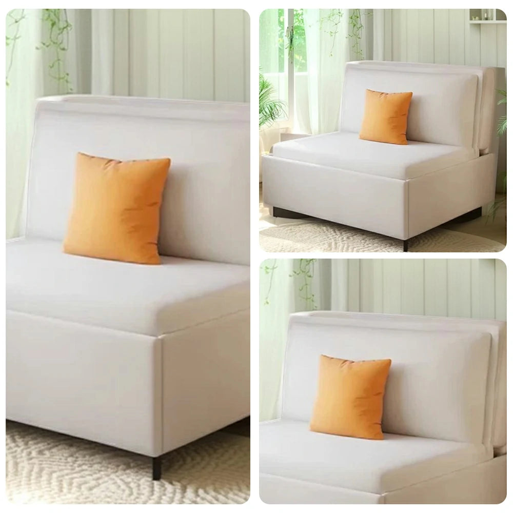 LIVARA 82/102cm Sofa Bed, Sofa to Bed Convertible Design, Soft Velvet Upholstery, Carbon Steel Frame, Removable Cover with Rollers - Beige