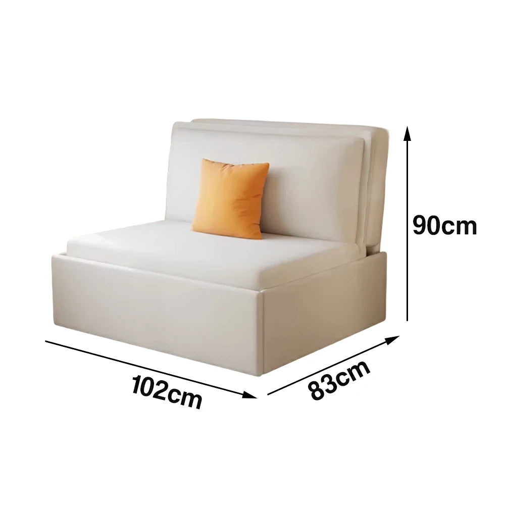 LIVARA 82/102cm Sofa Bed, Sofa to Bed Convertible Design, Soft Velvet Upholstery, Carbon Steel Frame, Removable Cover with Rollers - Beige