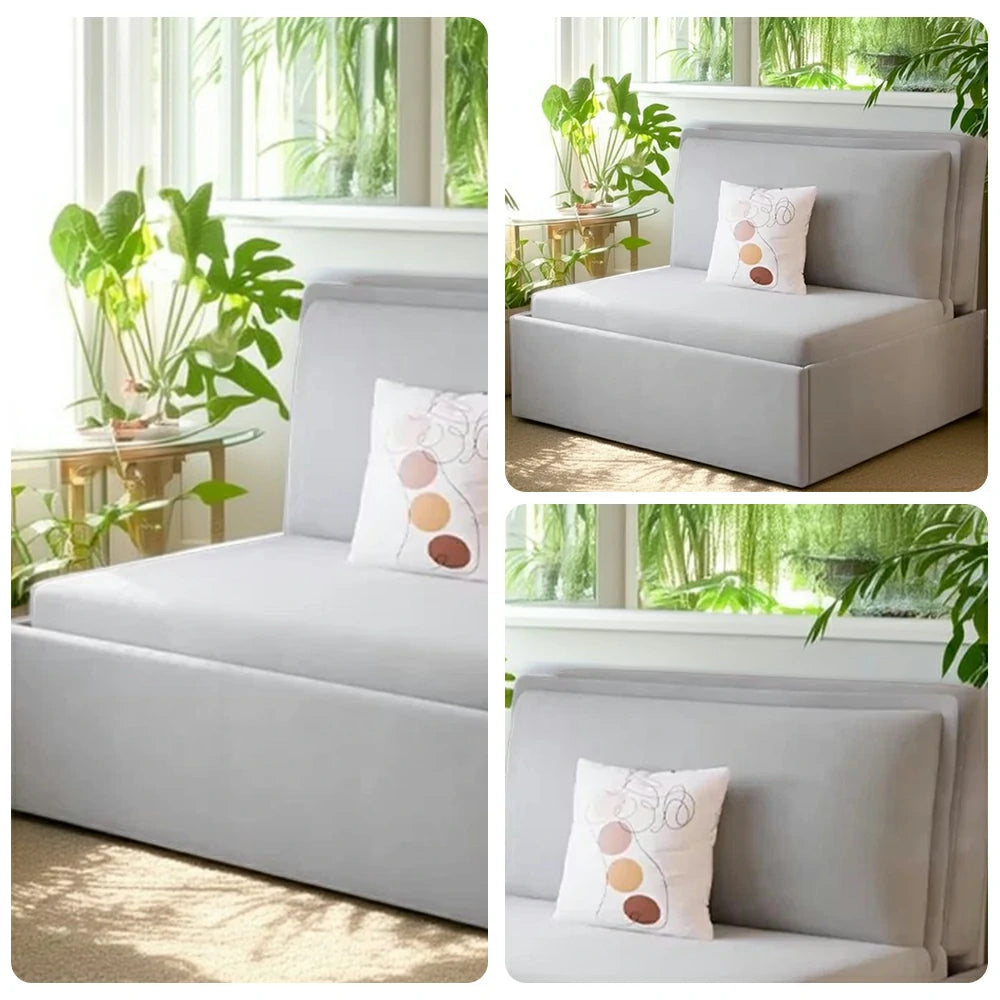 LIVARA 82/102cm Sofa Bed, Sofa to Bed Convertible Design, Soft Velvet Upholstery, Carbon Steel Frame, Removable Cover with Rollers - Grey