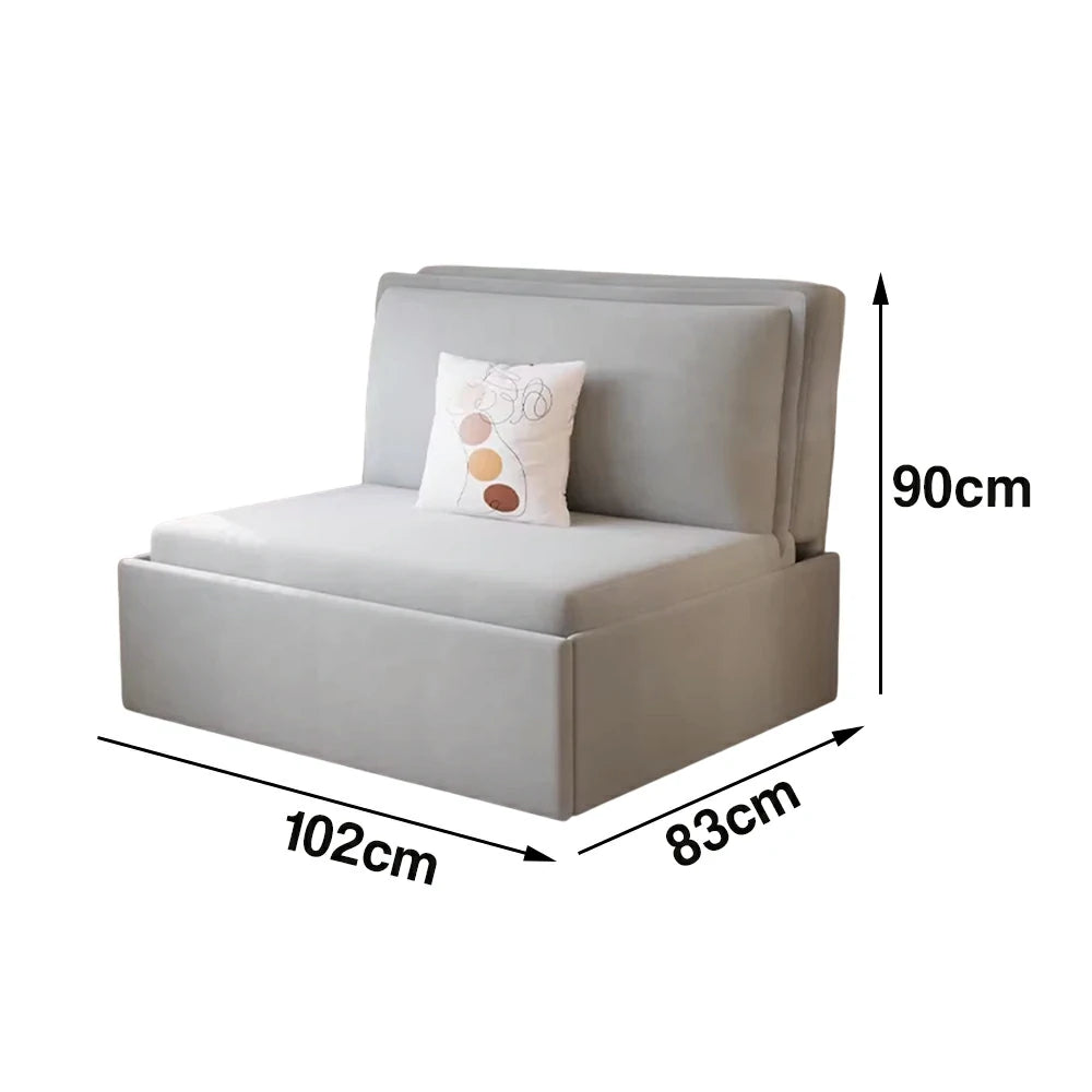 LIVARA 82/102cm Sofa Bed, Sofa to Bed Convertible Design, Soft Velvet Upholstery, Carbon Steel Frame, Removable Cover with Rollers - Grey