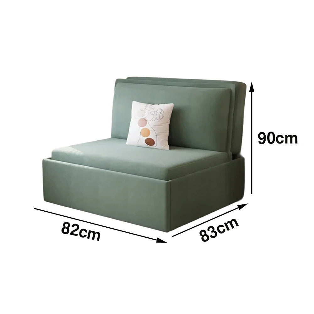 LIVARA 82/102cm Sofa Bed, Sofa to Bed Convertible Design, Soft Velvet Upholstery, Carbon Steel Frame, Removable Cover with Rollers - Green