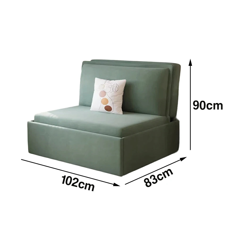 LIVARA 82/102cm Sofa Bed, Sofa to Bed Convertible Design, Soft Velvet Upholstery, Carbon Steel Frame, Removable Cover with Rollers - Green