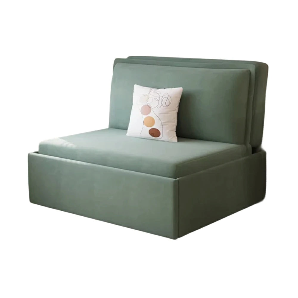 LIVARA 82/102cm Sofa Bed, Sofa to Bed Convertible Design, Soft Velvet Upholstery, Carbon Steel Frame, Removable Cover with Rollers - Green