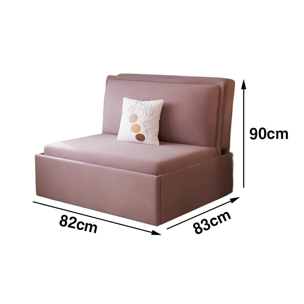 LIVARA 82/102cm Sofa Bed, Sofa to Bed Convertible Design, Soft Velvet Upholstery, Carbon Steel Frame, Removable Cover with Rollers - Pink