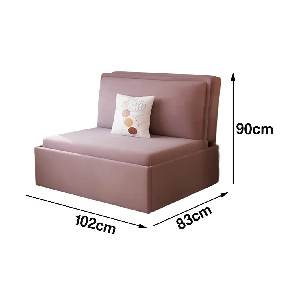 LIVARA 82/102cm Sofa Bed, Sofa to Bed Convertible Design, Soft Velvet Upholstery, Carbon Steel Frame, Removable Cover with Rollers - Pink