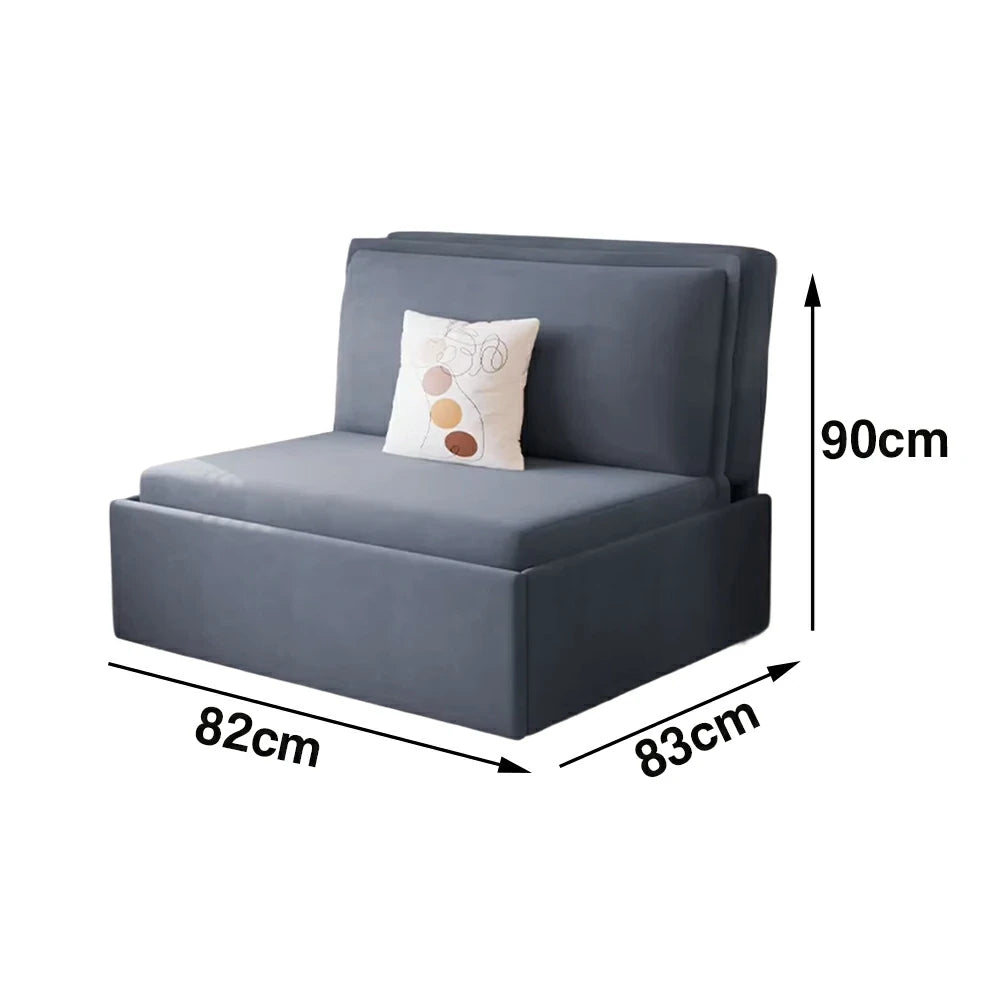 LIVARA 82/102cm Sofa Bed, Sofa to Bed Convertible Design, Soft Velvet Upholstery, Carbon Steel Frame, Removable Cover with Rollers - Blue