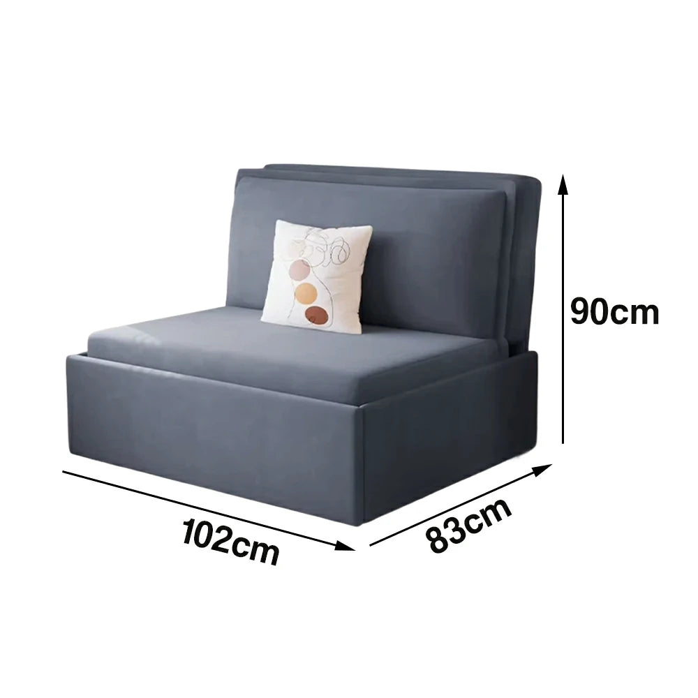 LIVARA 82/102cm Sofa Bed, Sofa to Bed Convertible Design, Soft Velvet Upholstery, Carbon Steel Frame, Removable Cover with Rollers - Blue