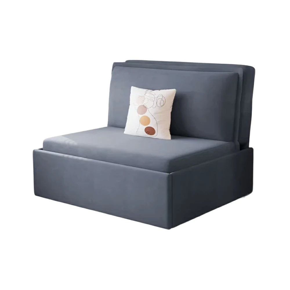 LIVARA 82/102cm Sofa Bed, Sofa to Bed Convertible Design, Soft Velvet Upholstery, Carbon Steel Frame, Removable Cover with Rollers - Blue