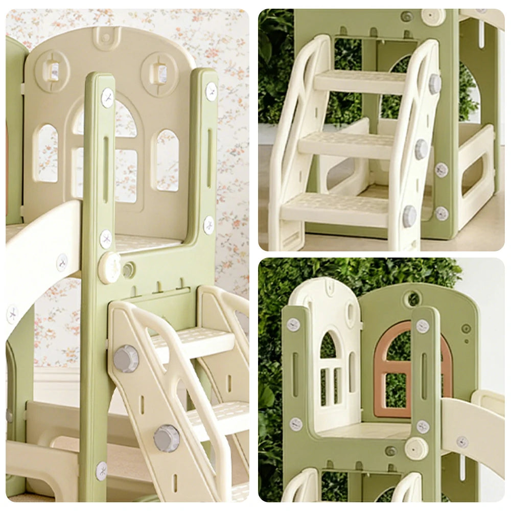 LIVARA Kids Slide, Anti-Slip Textured Surface, Stable Reinforced Base, Durable Plastic, Built-in Storage Basket - Green